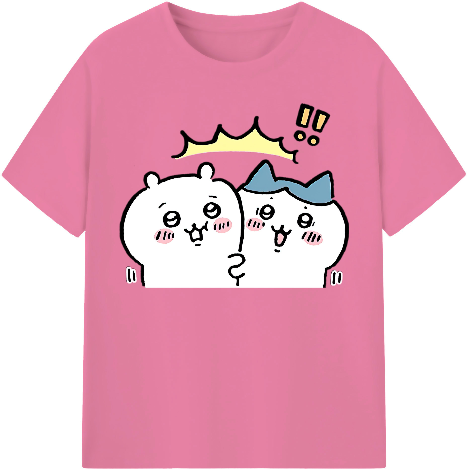 （画像用） ちいかわ ハチワレ Chii-kawa hachiware 綿100％半袖Tシャツ（フロントプリント）
